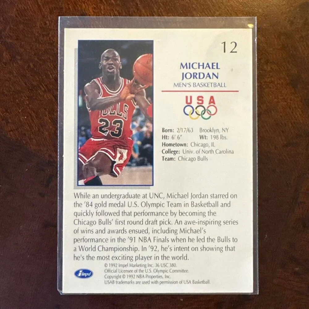 Vintage Michael Jordan 1992 U.S. Olympic card #12